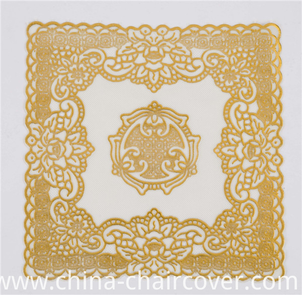 20cm Round Shape Gold Lace PVC Doily Feature Oilproof, Waterproof